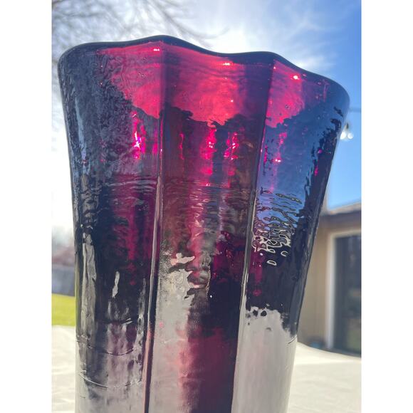 Fire & Light Recycled Art Glass Aurora Vase Signed Rare - Plum - Picture 3 of 9